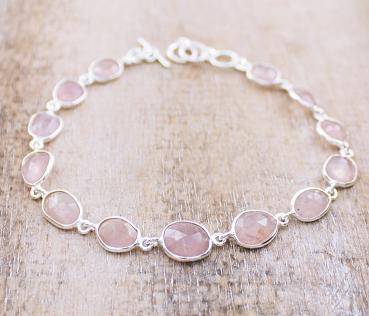 rose gemstone silver bracelet