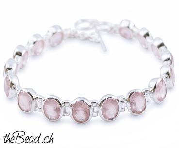Wunderschönes ROSENQUARZ Armband mit facettierten Steinen