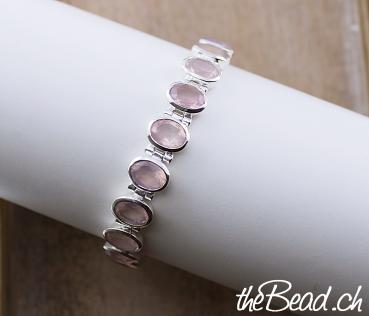 nice rose quartz silver bracelet