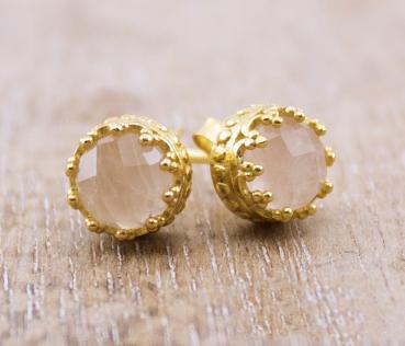 rose quartz earrings gold plated