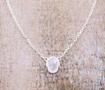 925 Sterling silver rose quartz necklace