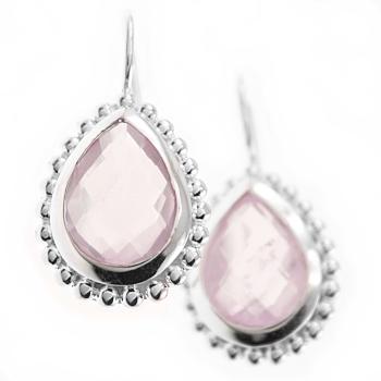 Earrings made of 925 sterling silver and rose quartz