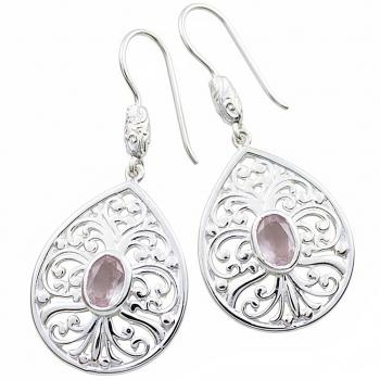 Silber Ohrhänger LINA mit Rosenquarz Steinen