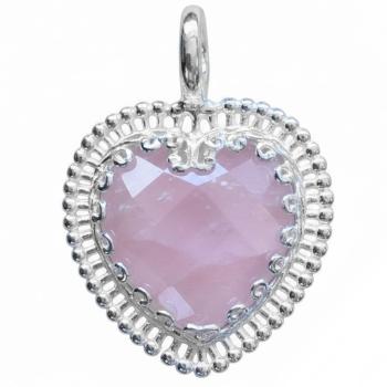 Herz ROSENQUARZ Anhänger in Silber gefasst