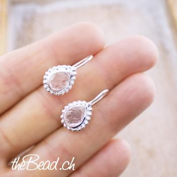 Rosenquarz Ohrschmuck steinschmuck Schweiz bei thebead