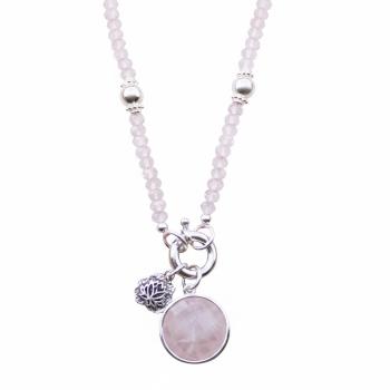 ROSENQUARZ Kette mit zwei ANHÄNGERN, 45 cm lang!