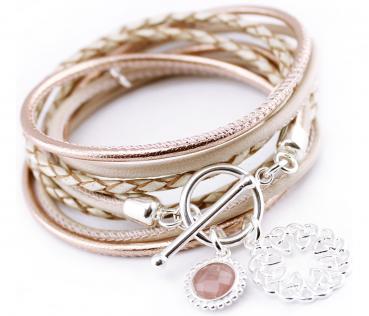 ENDLESS Damen Lederarmband mit Rosenquarz