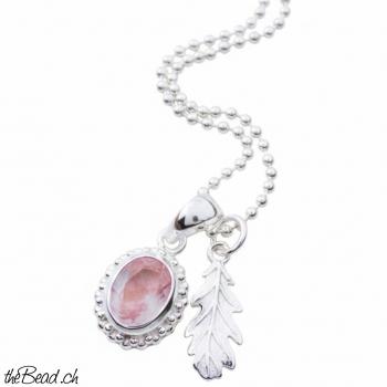 rosenquarz anhänger silberschmuck mit süssem maiskölbchen als schöne geschenkidee