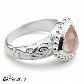 Toller Silberring mit ROSENQUARZ Edelstein