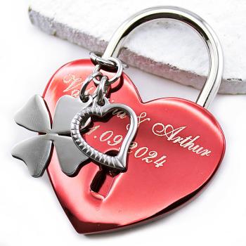 Red Lovelock HEART with your personal engraving