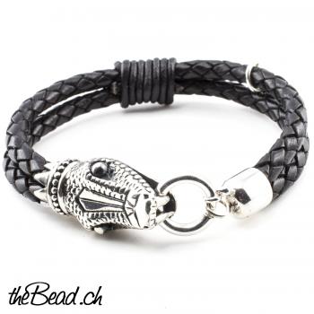 Schlangen Lederarmband für Männer und herrenarmbänder von thebead schweizer schmuck onlineshop the Bead