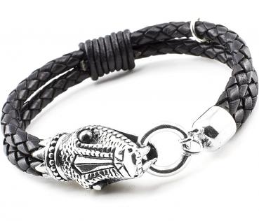 men leather bracelet, with 925 sterling silver hook clasp