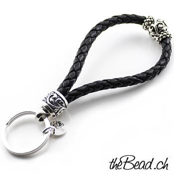 keychain made of 925 sterling silver and leather