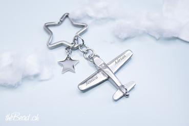 Schlüsselanhänger mit Flugzeug Pilot flugzeug traumreise Sterne Flieger
