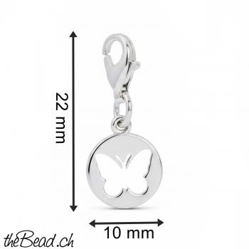 silber Charm Schmetterling mit Karabiner
