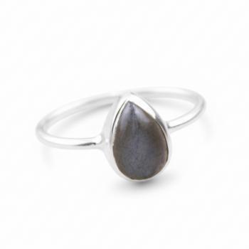Silber Fingerring LABRADORIT Tropfen