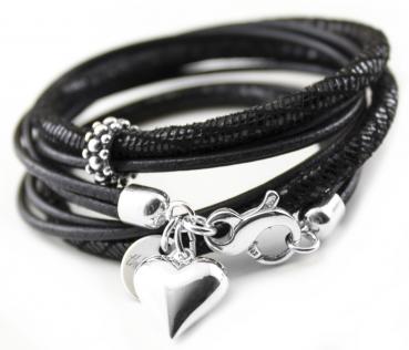 Lederarmband mit Silber HERZ Anhänger