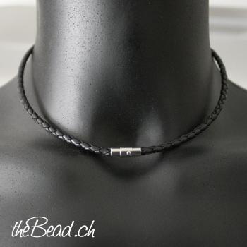 Men braided leather necklace