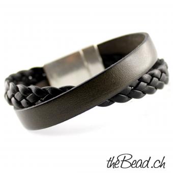 Leather Bracelet black swiss made