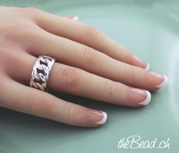 ketten ring aus silber und silber ring schweizer schmuck onlineshop thebead