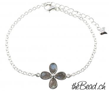 silver bracelet with LABRADORITE