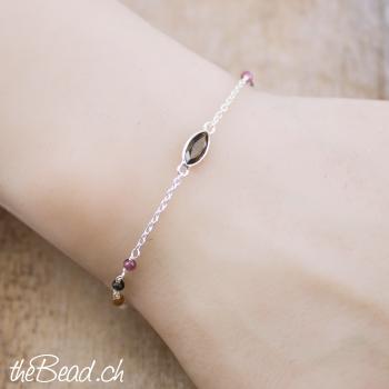 Silberarmband mit Turmalin Edelsteinen