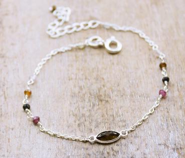 Silber Armband mit bunten Turmalin Edelsteinen