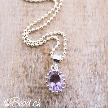 silber halskette mit Amethyst edelsteinschmuck online kaufen