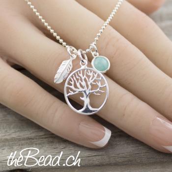 Silbercollier mit  drei Anhängern