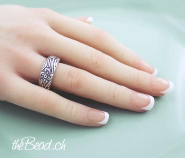 ketten ring aus silber und silber ring schweizer schmuck onlineshop thebead