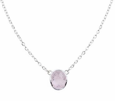 zarte Silberkette mit kleinem ROSENQUARZ