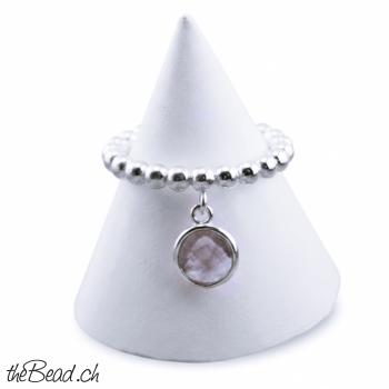 Damen Fingerring mit SILBERQUARZ Anhänger