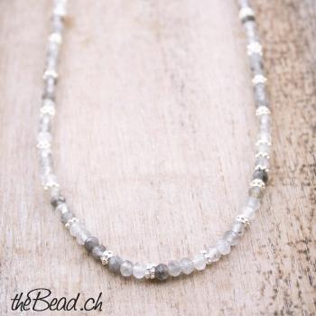 quartz silver necklace