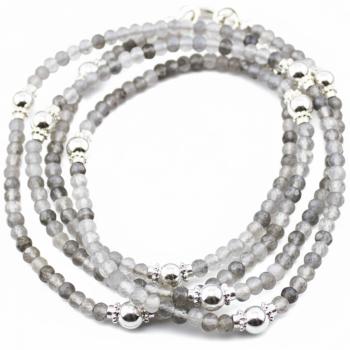 Halskette mit SILBERQUARZ & Silberperlen, 85 cm lang!