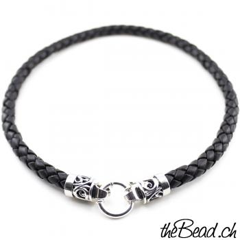 leather necklace with 925 sterling silver