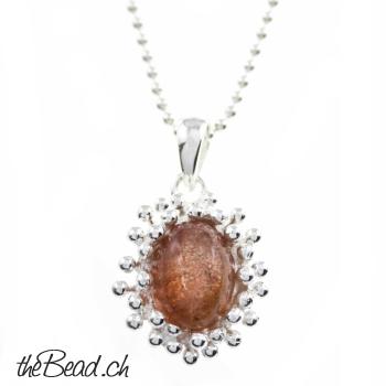 collier sunstone silver jewelry