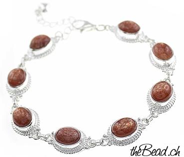 sunstone sterling silver bracelet