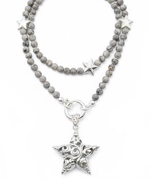 Halskette STERNE mit Stern Anhänger, 80 cm lang!
