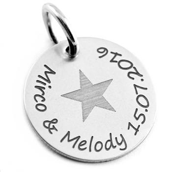 STAR pendant made of stainless steel with your personal engraving