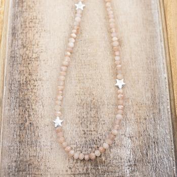 Preview: STERNE & HERZEN Halskette mit orangem MONDSTEIN, 80 cm lang Preview: Schmuckverpackung exclusive von thebead