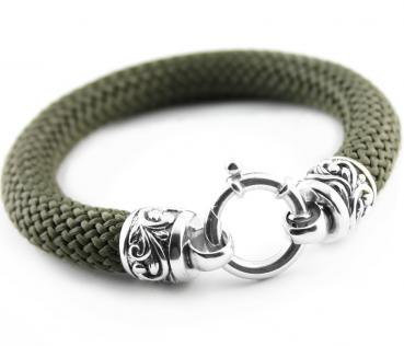 Herrenarmband aus Texilband und 925 sterling silber verschluss thebead