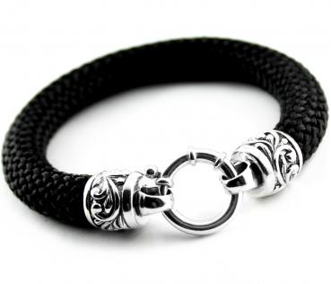 Herrenarmband aus Texilband und 925 sterling silber verschluss