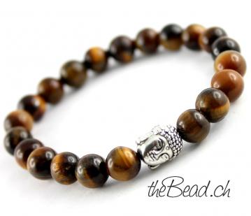 Perlenarmband TIGERAUGEN mit BUDDHA