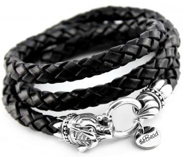 Lederarmband TIGER aus 925 Sterling Silber & geflochtenem Leder