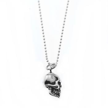 silver necklace with skull pendant