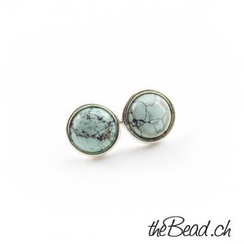 Earrings made of 925 sterling silver and turquoise