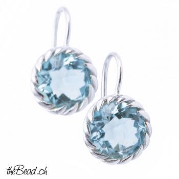 Silber Ohrringe mit blauem Topas