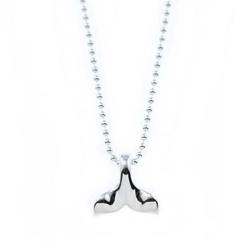 silver necklace with whale tale pendant