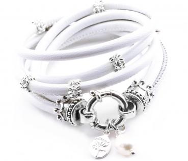 Leather Bracelet CROWN white