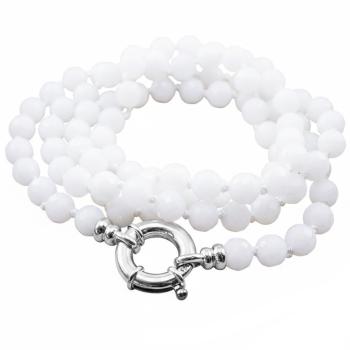 Halskette WEISSE JADE Kugelkette, zwei Längen zur Wahl